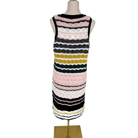 Anthro Akemi Kin Crochet Knit Dress XL April Sleeveless Striped Retro Fitted NWT - Picture 10 of 11
